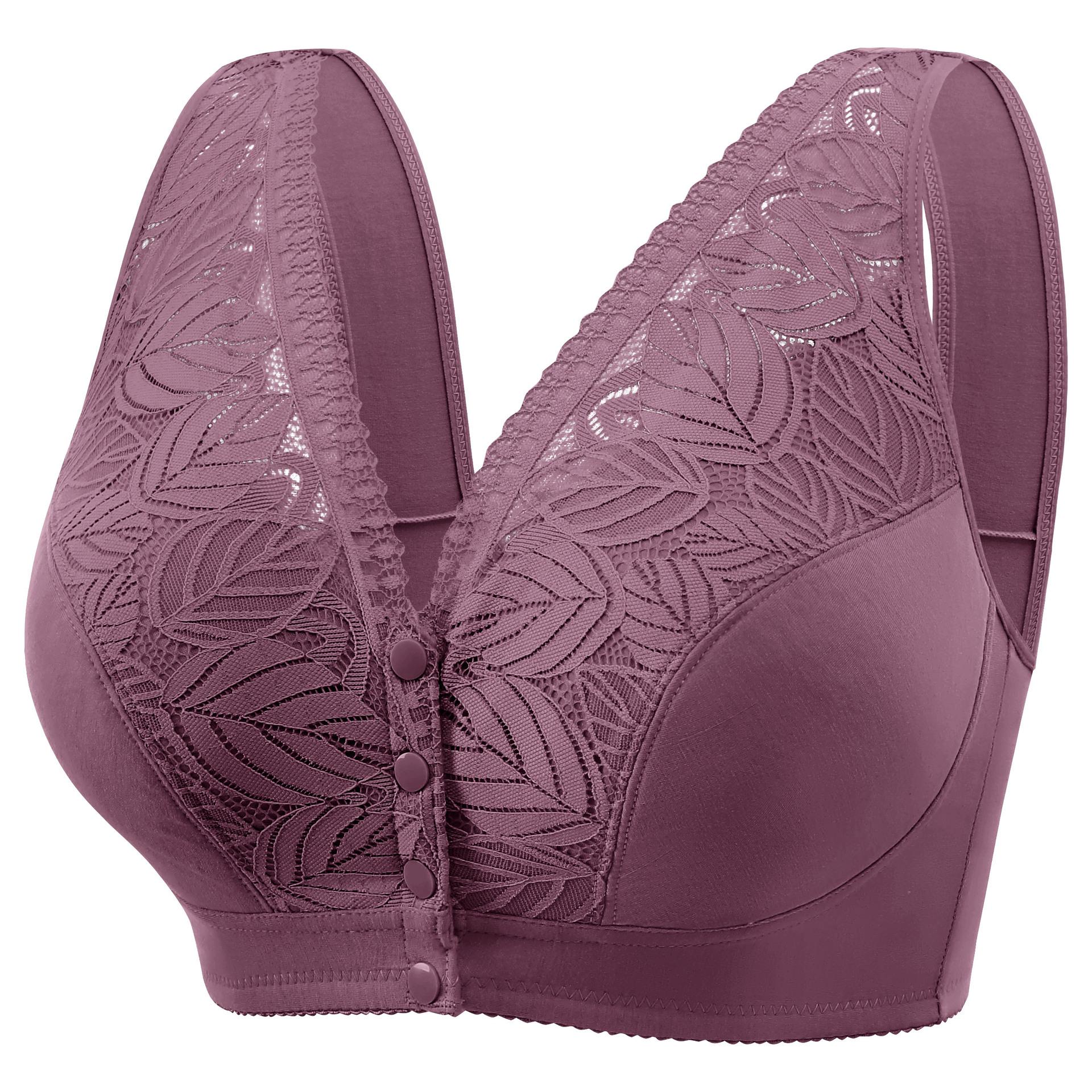 

Европейское и американское нижнее белье для женщин, большой бюст, маленькая поддержка, тонкий бюстгальтер без косточек, кружевное нижнее белье большого размера 4XL фиолетовый