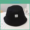 Kids Cotton Sun Hat With Smiling Face Embroidery Design For Summer Outdoor Sun Protection