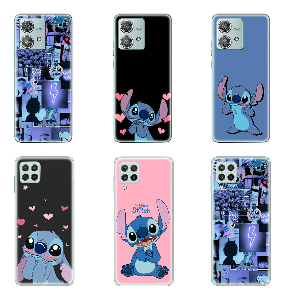 For Motorola Moto Edge 40 30 Neo G54 G24 G84 iPhone 15 14 Xiaomi Redmi Note 13 12 11 Pro Samsung Galaxy A34 A54 Pink Blue Lilo Anime Stitch Phone Case