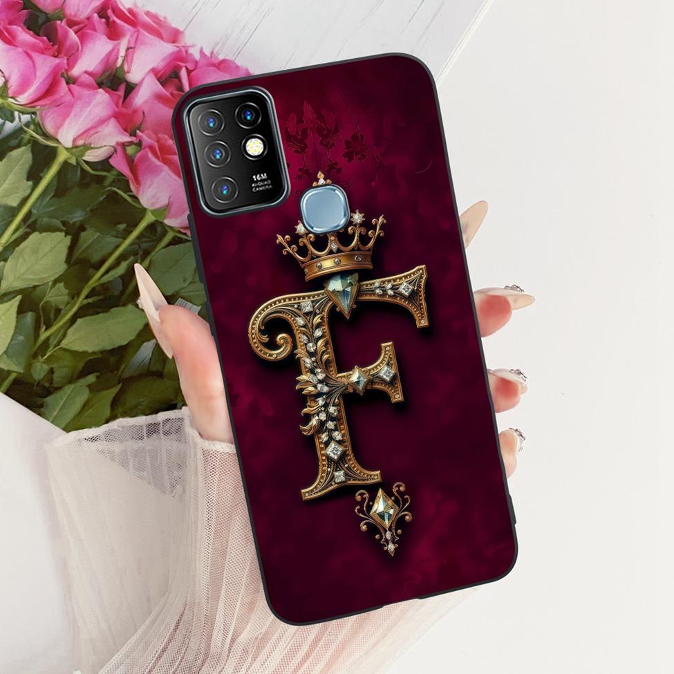 Für Infinix Hot 10 Hülle Cover Luxus A-Z Buchstaben 2D Bemalter Silikon Stoßfänger Für Infinix Hot10 X682B X682C Gehäuse
