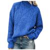 Women's Solid Color Casual Loose Round Neck High Neck Pullover  Knit Sweater
