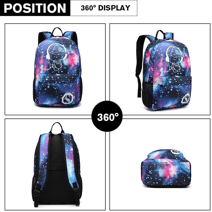 Kosiil 15.6 Inch Glow in The Dark Waterproof Backpack, Multicolor Laptop School Bag for Students, Lightweight Anti-Spill Bookbag