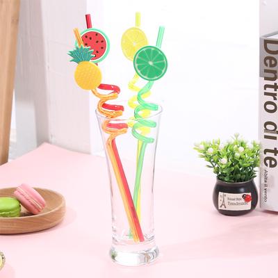 Party Decoration Colorful Fruit Cartoon PVC Modeling Straw Art Straw Party Drink Decoration