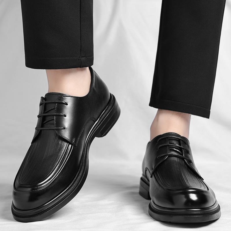 Men's Formal Shoes Black Spring Autumn Legitimate Leather Official Suit High Quality Fashion Party Social Shoe Male Casual Shoes