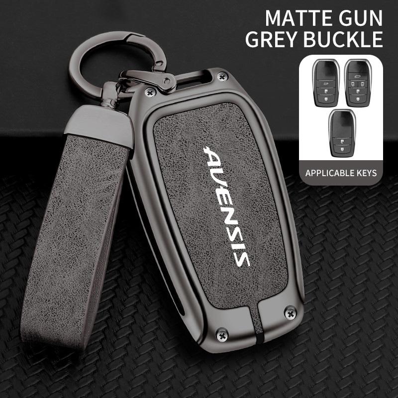 Zinc Alloy Leather Car Remote Key Case Cover Shell Holder Full Protection Auto Accessories Keychain For Toyota Avensis T25 T27