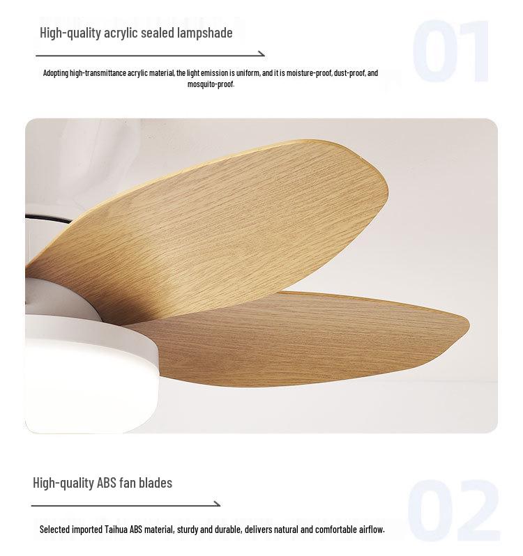 Japanese-Style Silent Ceiling Fan Light for Bedrooms, Dining, and Living Rooms - Modern Adjustable Pendant Design