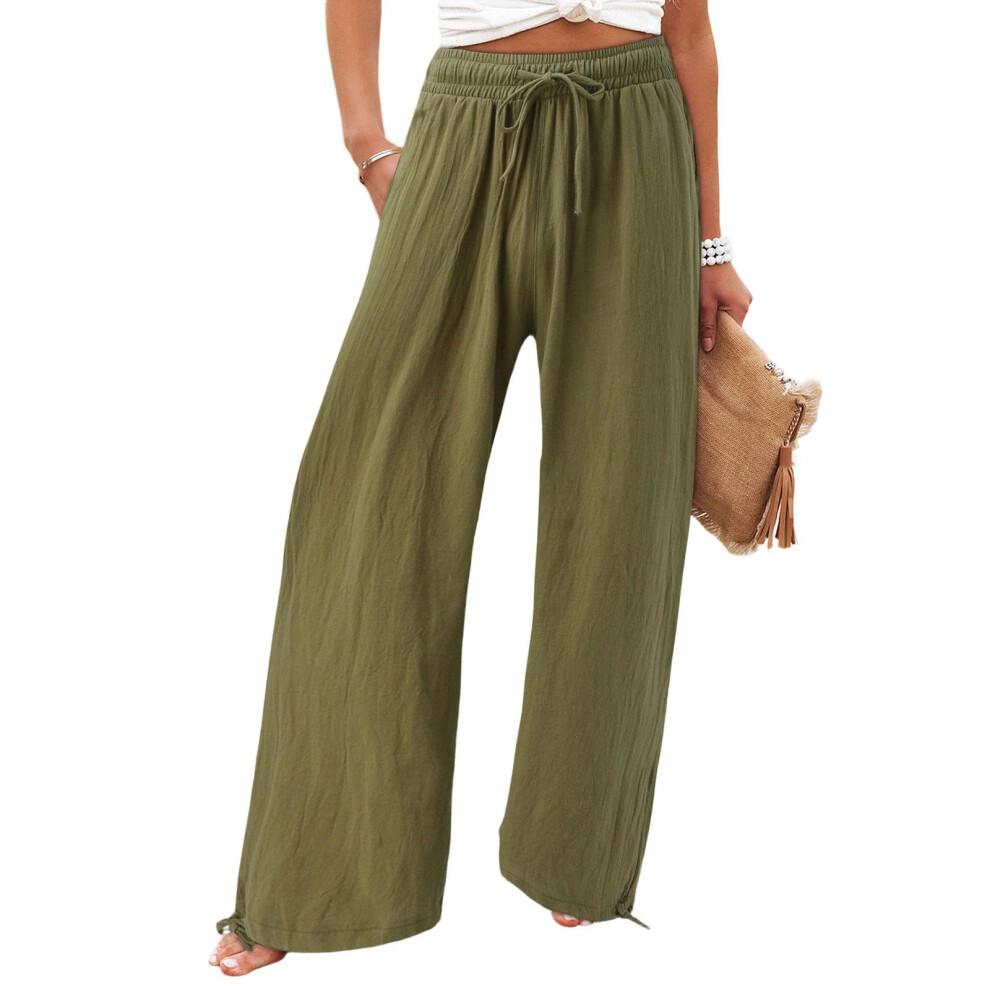Stylish Bohemian Wide Leg Pants Breathable-Army Green XXL