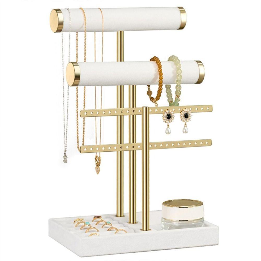 3 Tier Bracelet Holder Display Detachable Metal T Bar Velvet Bracelet Rack Storage Jewelry Holder Organizer For Earrings Rings