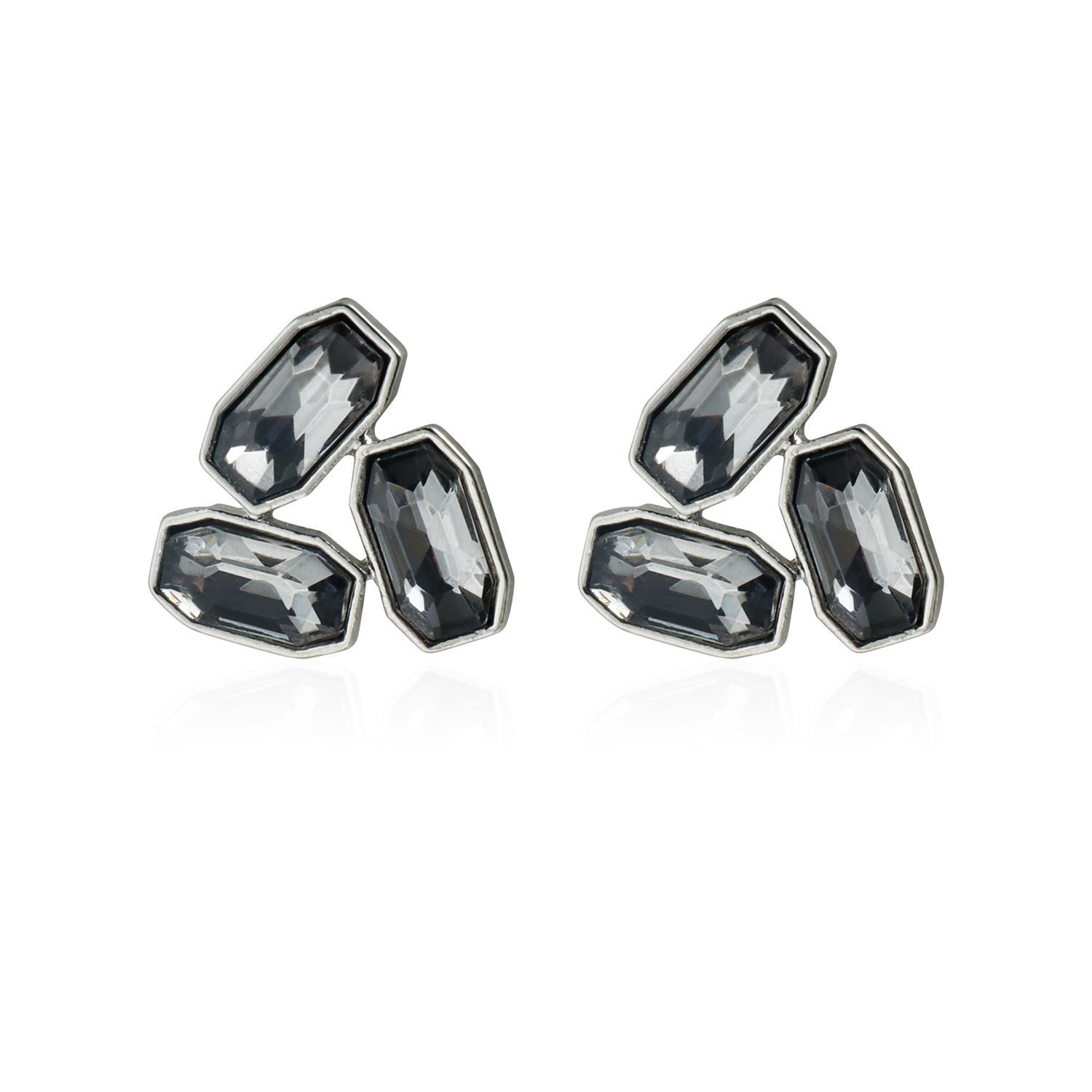Geometric symmetrical triangular gray glass stud earrings ins light luxury Y1K wind earrings