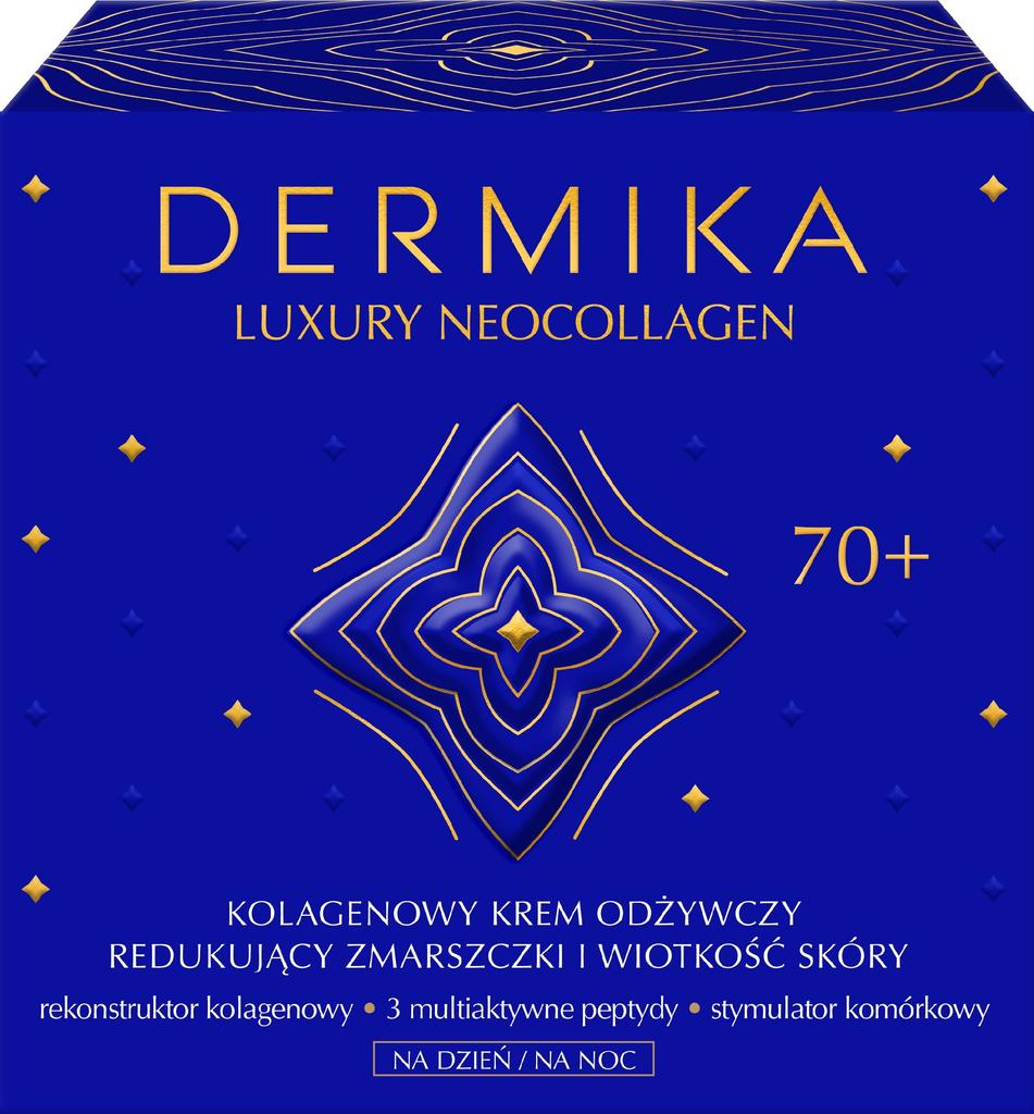 Dermika Luxury Neocollagen 70+ Kolagenowy Krem Odżywczy Redukujący Zmarszczki I Wiotkość Skóry Na Dzień I Noc  50Ml