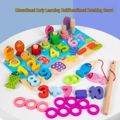 Holz-Zahlen- und Form-Zuordnungs-3D-Puzzlebrett - Pädagogisches Spielzeug für das frühe Lernen