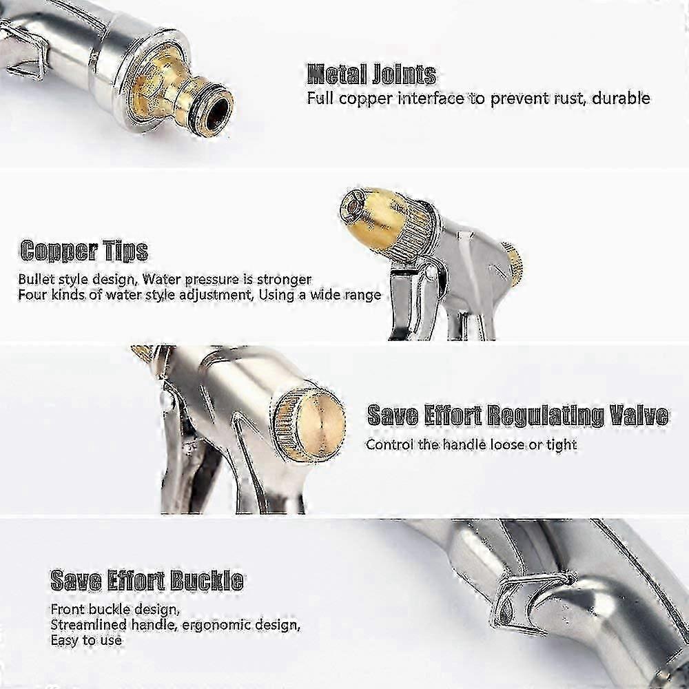 Garden Shower High Pressure Garden Spray Gun, Metal Garden Hand Shower Adjustabl