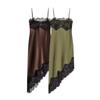 European Women's Summer Sexy Lace Camisole Dress with Irregular Hem