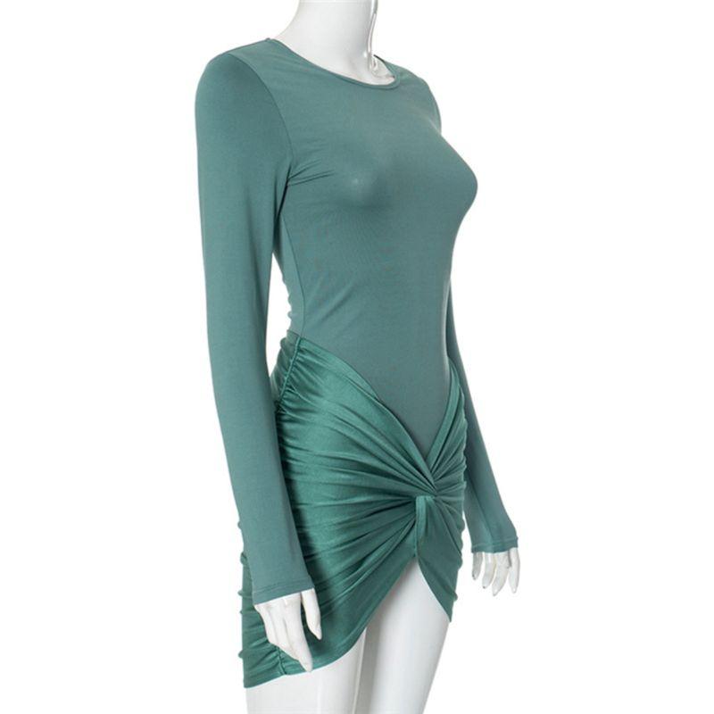 Fashion Sexy Slim Hip Pleated Waist Tight Dress Short Dress Women Sexy Bodycon Dress