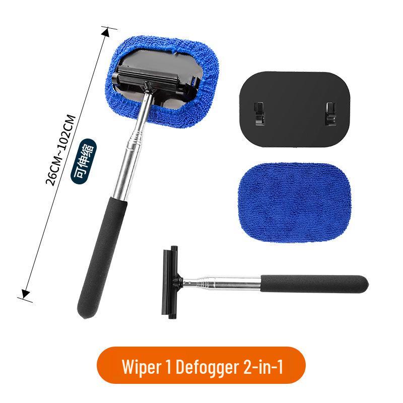 Retractable Rearview Mirror & Window Cleaning Brush/Squeegee