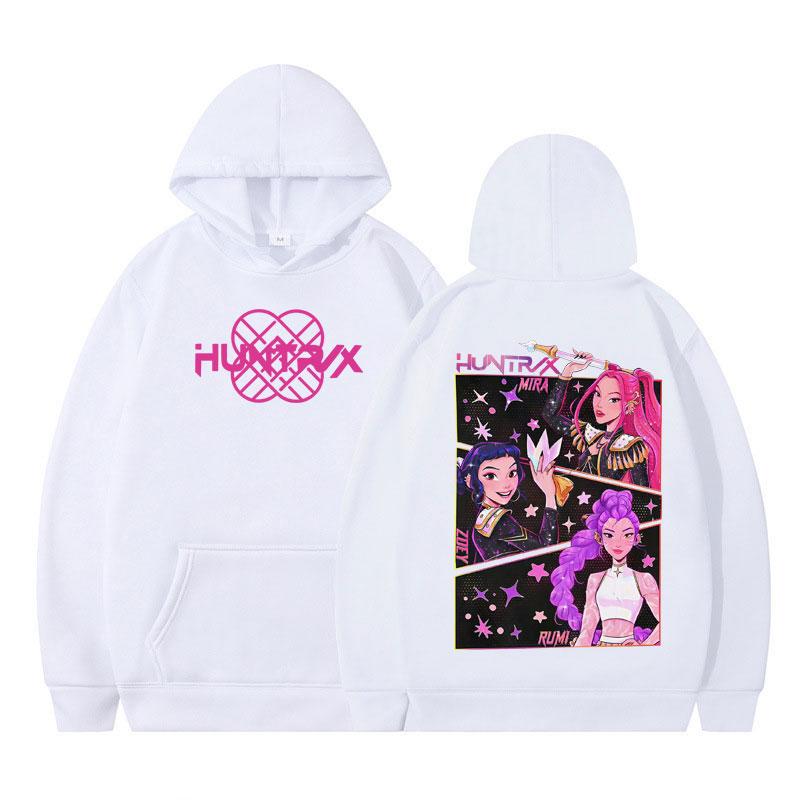 KPOP Demon Hunters Double-sided Print Hoodies Men's Women Harajuku Pullover Long-sleeved Aesthetic Casual Oversized Sweatshirt
