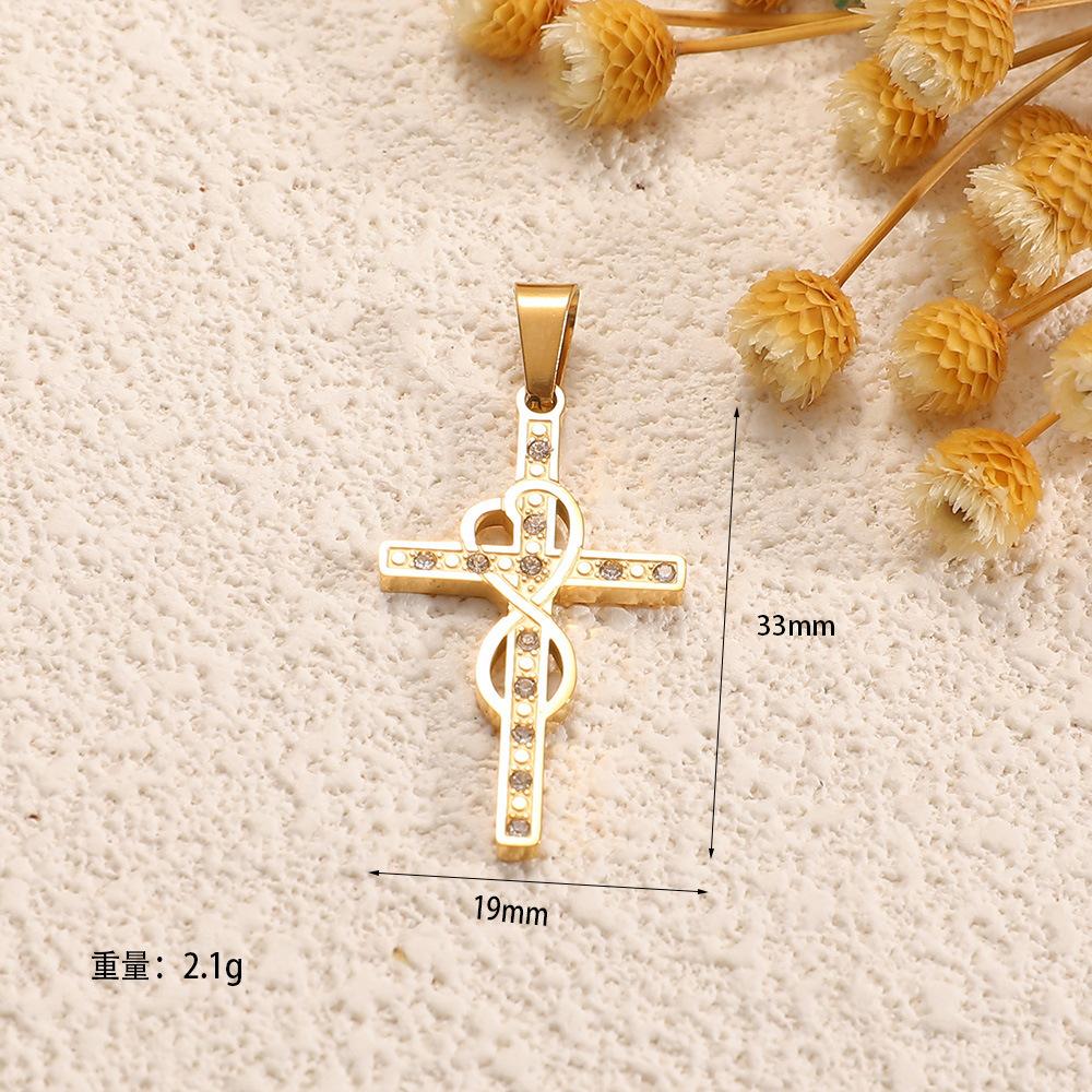 Europe and the United States hot-selling stainless steel cross collection pendant slightly inlaid zircon personality retro versatile