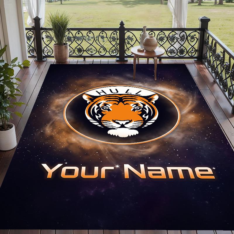 Custom Text Printed Rug Hull City Non Slip Floor Carpet For Home Room Decor