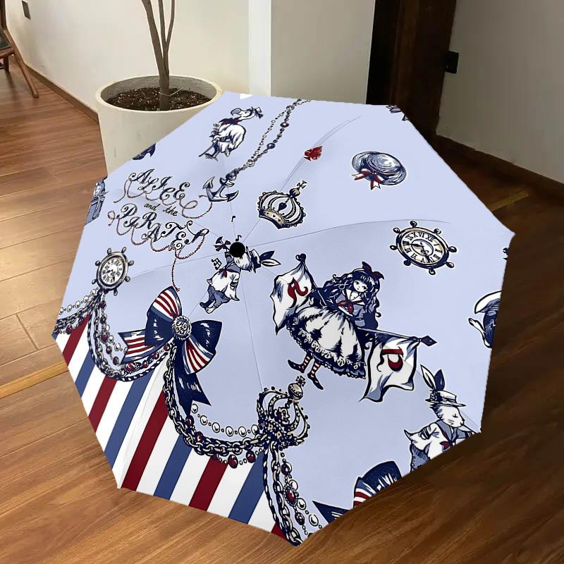 1 Stück Alice und Piraten Regenschirm - 8 Speichen verstärkt, Automatisches Öffnen, Leicht & Langlebig, Niedliches Modeaccessoire für Draußen - P78