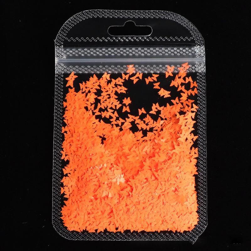 

10-цветные флуоресцентные бабочки для дизайна ногтей с блестками - DIY Fantasy Laser Accessories 04Orange. 2g/bag оранжевый