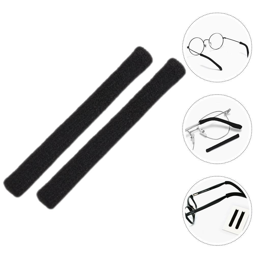 2 Pcs Eye Glasses Eyeglass Temple Tip Sleeve Anti-slip Retainer Ear Pads Shoes Black Tips
