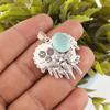 Aqua Chalcedony Silver Gemstone Jewelry, 925 Sterling Silver Pendant, Handmade Everyday Jewelry For Women