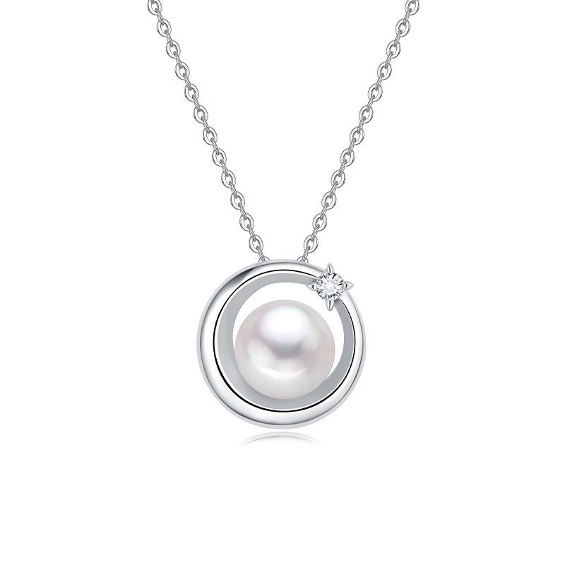 Fashionable Freshwater Pearl Necklace - S925 Sterling Silver Niche Clavicle Chain for Women 925 Sterling Silver