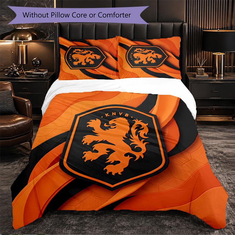 Set Biancheria da Letto 3 Pezzi con Motivo Calcio Olandese Morbida Copripiumino in Microfibra con Federe per Camera da Letto