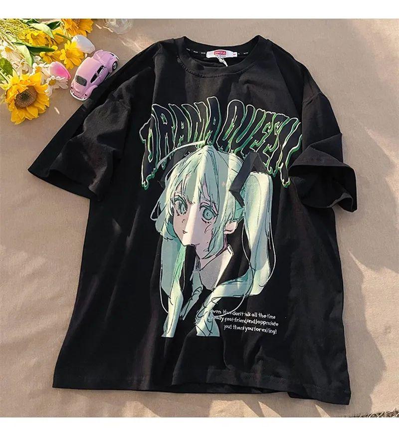 Cartoon Graphic Printed T-shirt Women Men Oversized Y2k Short Sleeve High Quality Streetwear Harajuku Male Female Clothing