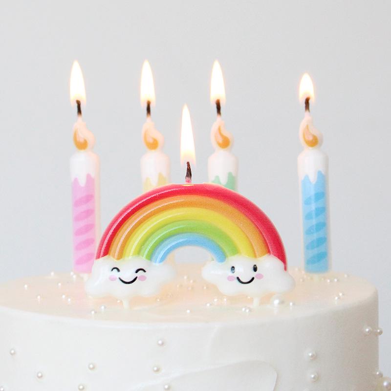 Romantic Rainbow Spiral Candle Set for Creative Parties