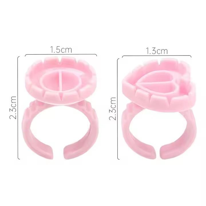 Heart 100Pcs/Bag Disposable Eyelash Extension Glue Holder Blooming Cup Tattoo Lash Glue Ring Plastic Colorful Eyelash