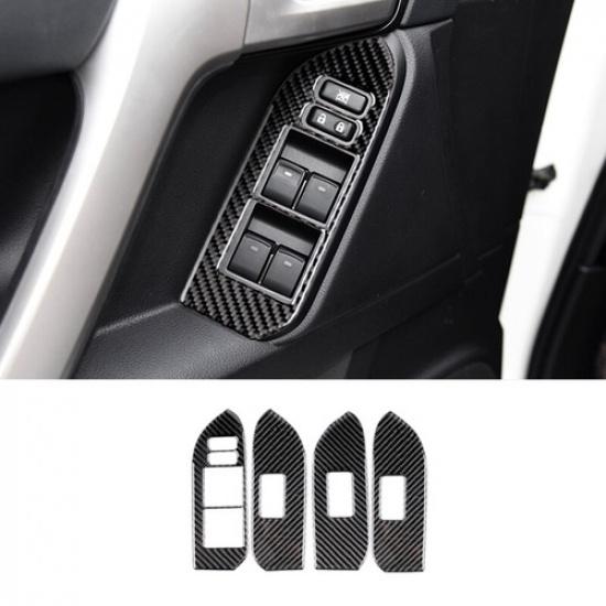 Carbon Fiber Window Switch Panel Cover Trim For Toyota Land Cruiser Prado 10-18