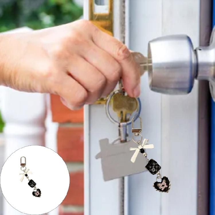 Versatile Alloy Heart Bowknot Phone Strap Keychain Hanging Ornament Charm Y2K Inspired Jewelry For Daily Use
