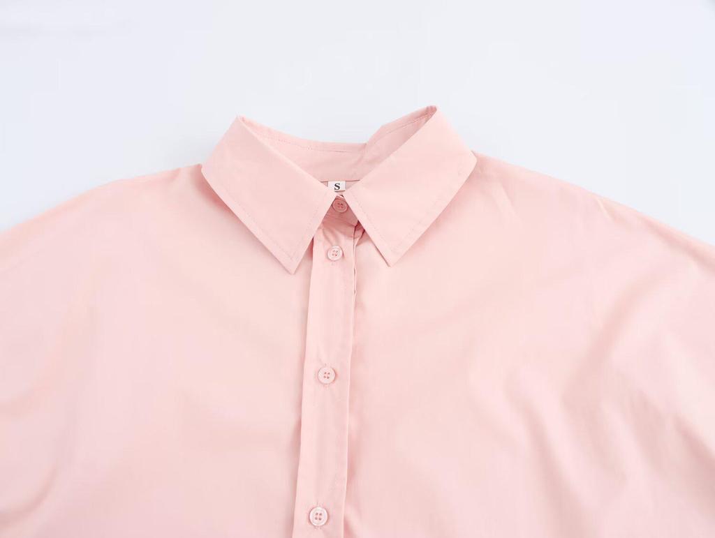 2025 Spring Women's European & American Style Casual Loose Long-Sleeve Cotton Shirt with Turn-Down Collar