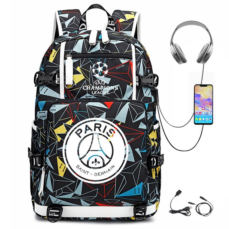 Football Peripheral Printing Usb Charging Port Leisure Travel Mountaineering Bag Large Capacity Go Out Portable Backpack