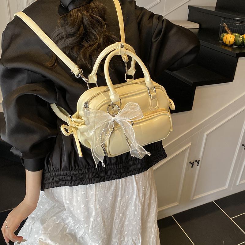 Foreign Trade New Simple Oily Backpack Women's Korean Ins Fashion Small Backpack Niche High-end Oblique Straddle Women's Bag