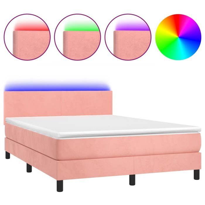 Maison Exclusive - Sommier à lattes de lit avec matelas LED Rose 140x190cm Velours