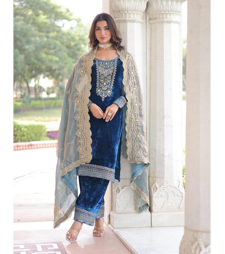 Women Readymade Designer Salwar Kameez Indian Bollywood Party Wear Salwar Suit Velvet Dress