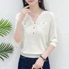 Early Spring Medium-sleeved Top, Women's Five-quarter-sleeved Spring and Summer Wear, Ice Silk Knitted Sweater, Early Spring Bottoming Shirt