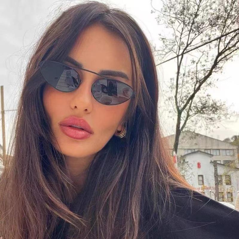 Fashion Ladies Cat Eye Sunglasses New Women Designer Eyewear Vintage Rimless Gradient Glasses For Female Metal Uv400 Eyeglasees