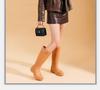 Japanese Style Pink Women's Tall Waterproof Rain Boots - Slimming, Non-Slip, Height-Increasing, with Drawstring Closure.