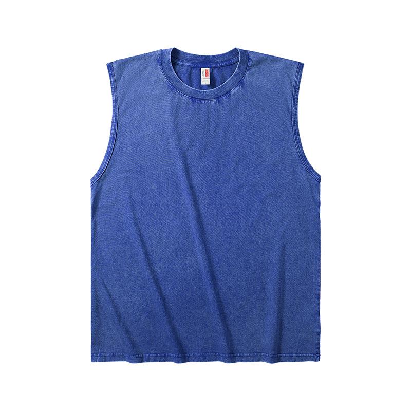Men's Washed Cotton Sleeveless T-Shirt Crew Neck Loose Fit Workout Tank Top