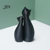 Cat Themed Home Decor Cute Black Statue, 3D Printed Figurine with Snuggle Pose, Heart Warming Minimalist Desk Shelf for Office, Gift Lovers Art