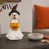 Cute Halloween Party Favors Ghost Dog Figurine, Wizard Hat Pumpkin Resin Statue, Tabletop Decor Festive for Entryway Bar Window Party, Lovely Holiday