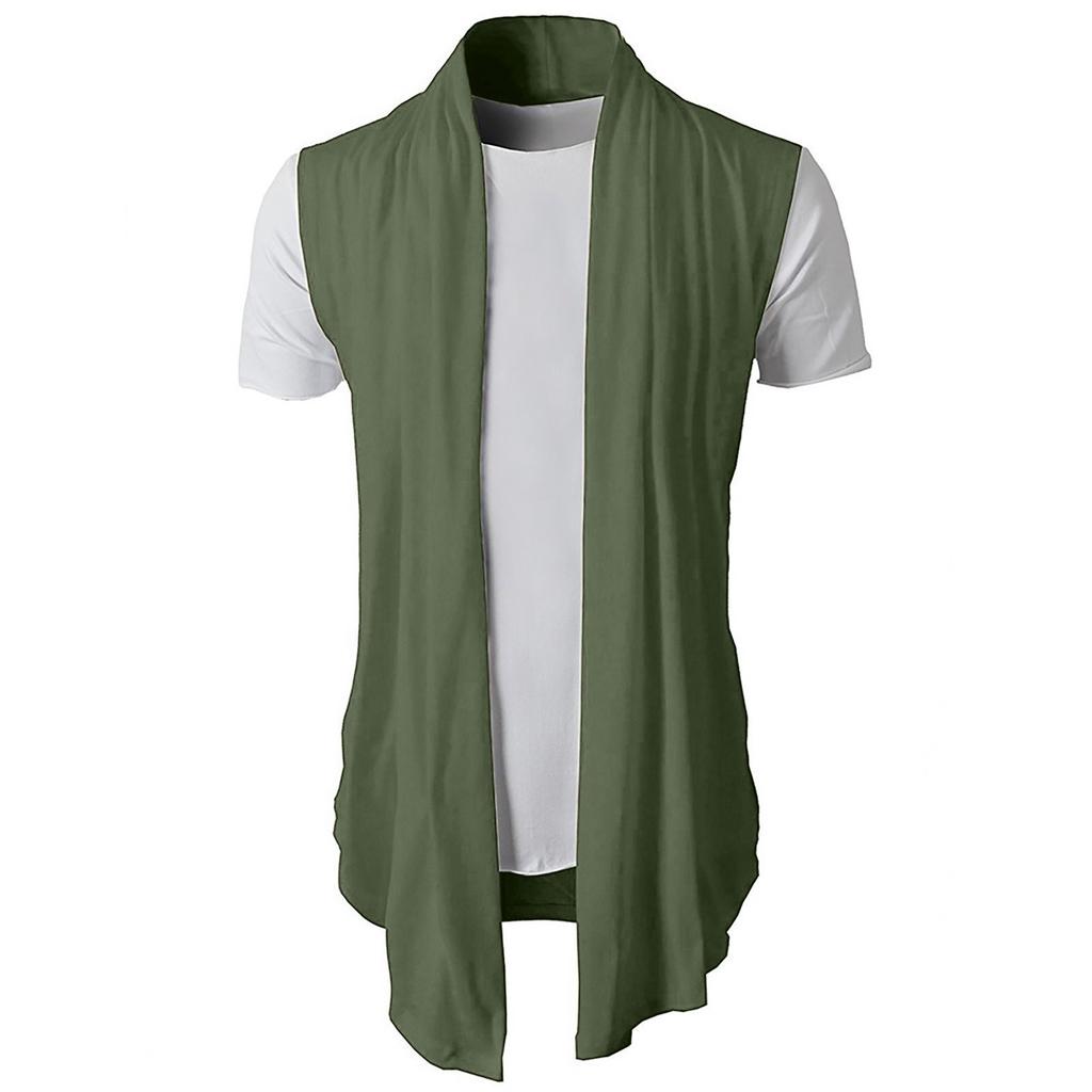 Cardigan sans manches pour hommes, t-shirt décontracté, coupe cintrée, chemises formelles