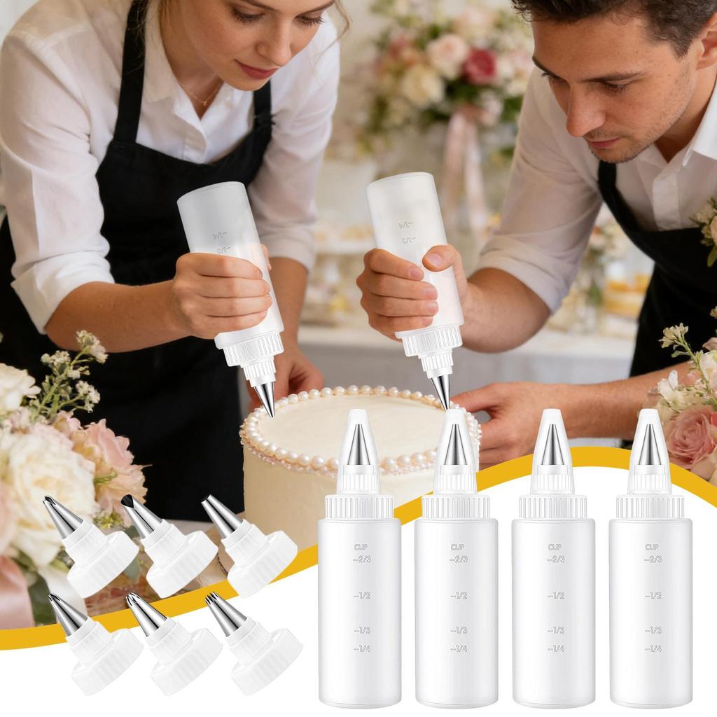 Quetschflaschen mit Spritztüllen-Set Auslaufsicheres Werkzeug Dekorieren Quetschflasche Kuchen Dekorierwerkzeuge Für Kekse Pfannkuchen