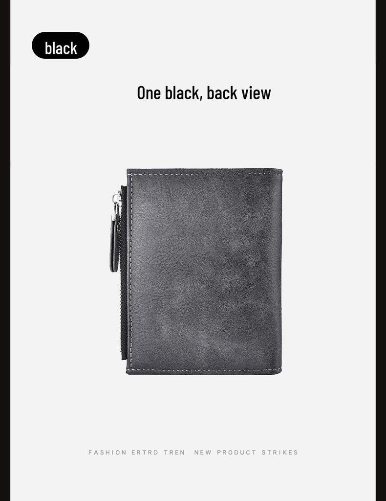 Men's High-End Casual Zipper Wallet - Short, Large Capacity, Multifunctional Billfold & Coin/Card Holder.