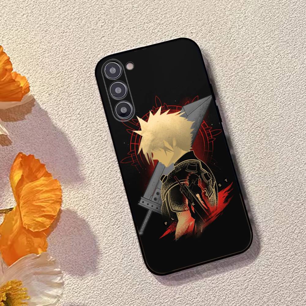 F-FINAL F-FANTASY Cloud Strife Phone Case For Samsung Galaxy A73,A72,A71,A70,A53,A52,A51,Others Soft Black Cover