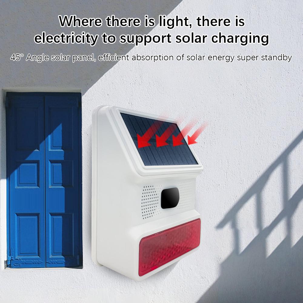 Solar Sound Strobe Light Alarm Infrared Induction Anti-interference IP65 Waterproof Solar Sound-light Alarm Signal with Motion Detector for Home Farm