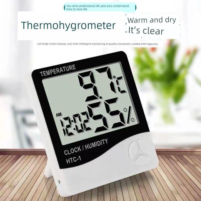 Electronic Temperature and Humidity Meter with Large Screen Digital Display Indoor Thermometer Hygrometer with Alarm Clock for Baby and Kidsren's Room